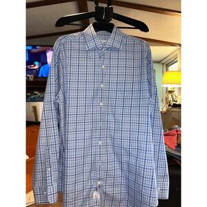 Peter Millar Men's Large Plaid Check Button Up Long Sleeve Shirt